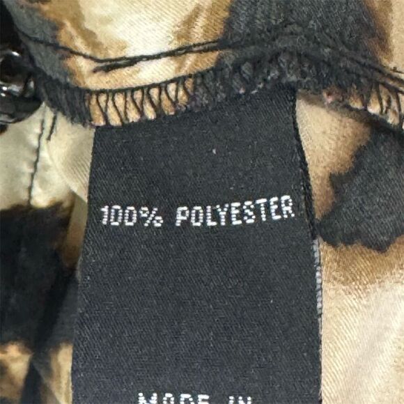 IZ Byer Leopard Print Ruffle Blouse M Sleeveless Button Front Smocked Waist Top - Picture 8 of 9